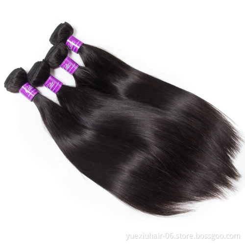 Brazilian Straight Human Hair Bundles with Lace Closure Super Double Drawn Cuticle Aligned Hair Extension Bundle Deals Promotion